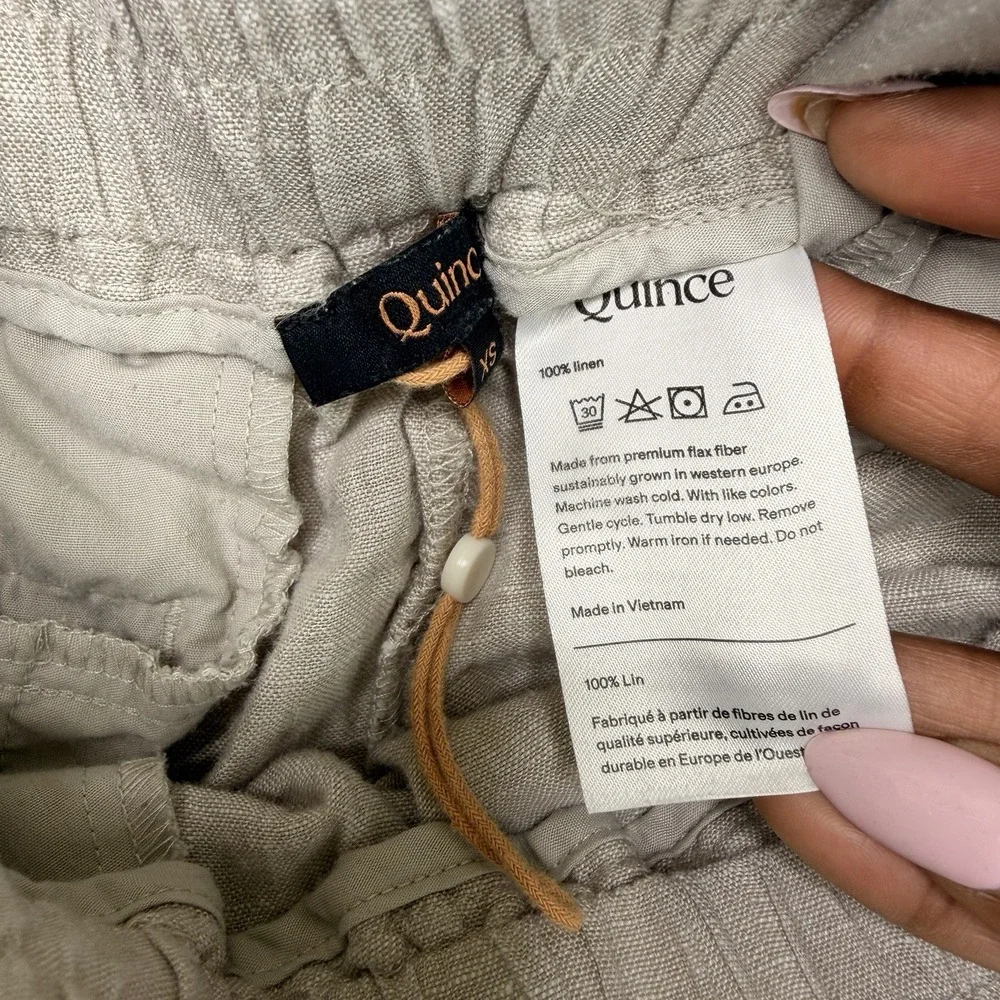 Quince 100% European Linen Wide Leg Pants Flax Beige LB94169-JDAVN01 Size XS